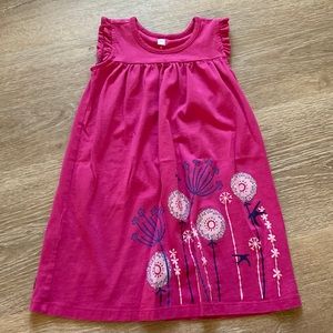 Magenta sleeveless floral trapeze dress - little girls 4